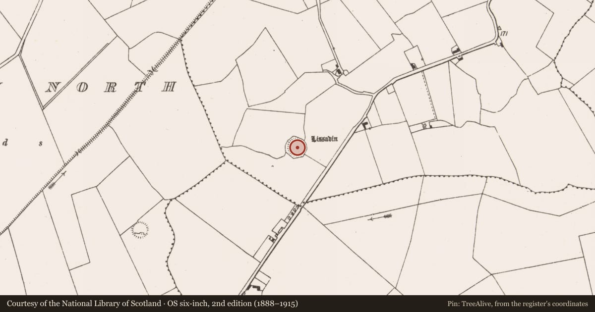 Ordnance Survey six-inch map, 2nd edition (1888–1915) covering the location of Ringfort - rath, Ballywinterrourke, County Limerick, with a pin at the register's coordinates