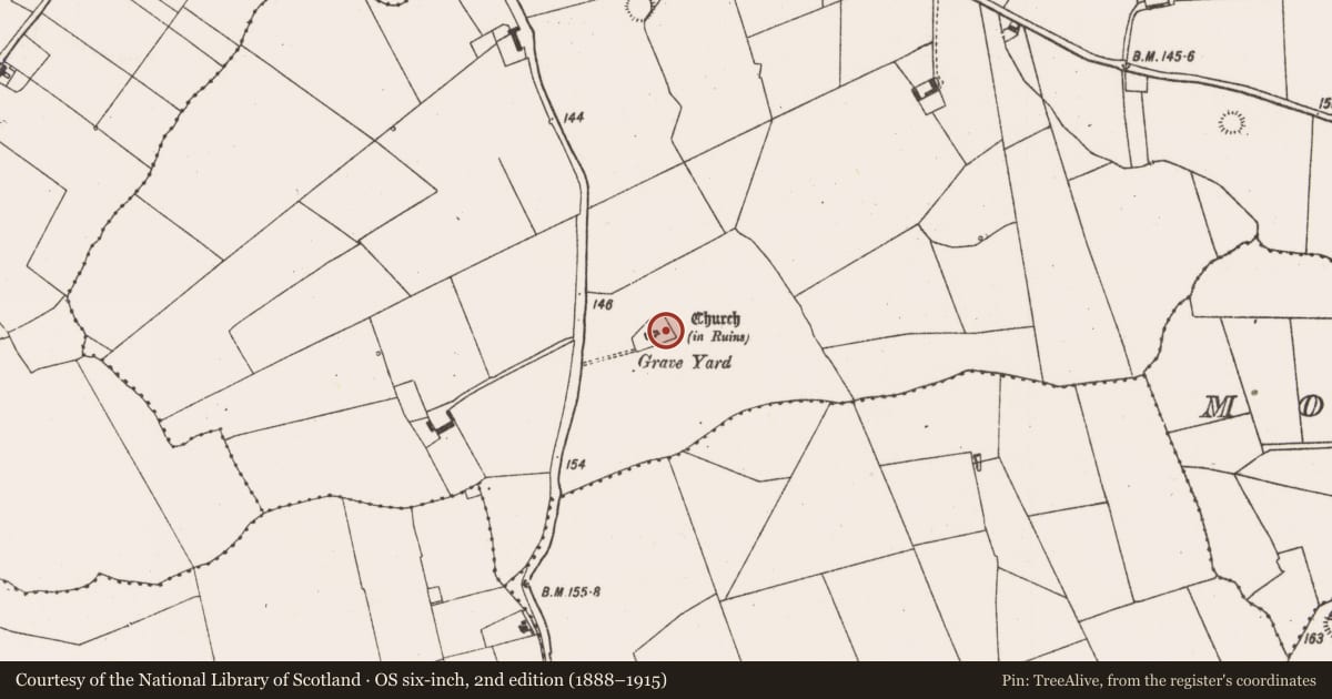 Ordnance Survey six-inch map, 2nd edition (1888–1915) covering the location of Graveyard, Rathnaseer, County Limerick, with a pin at the register's coordinates