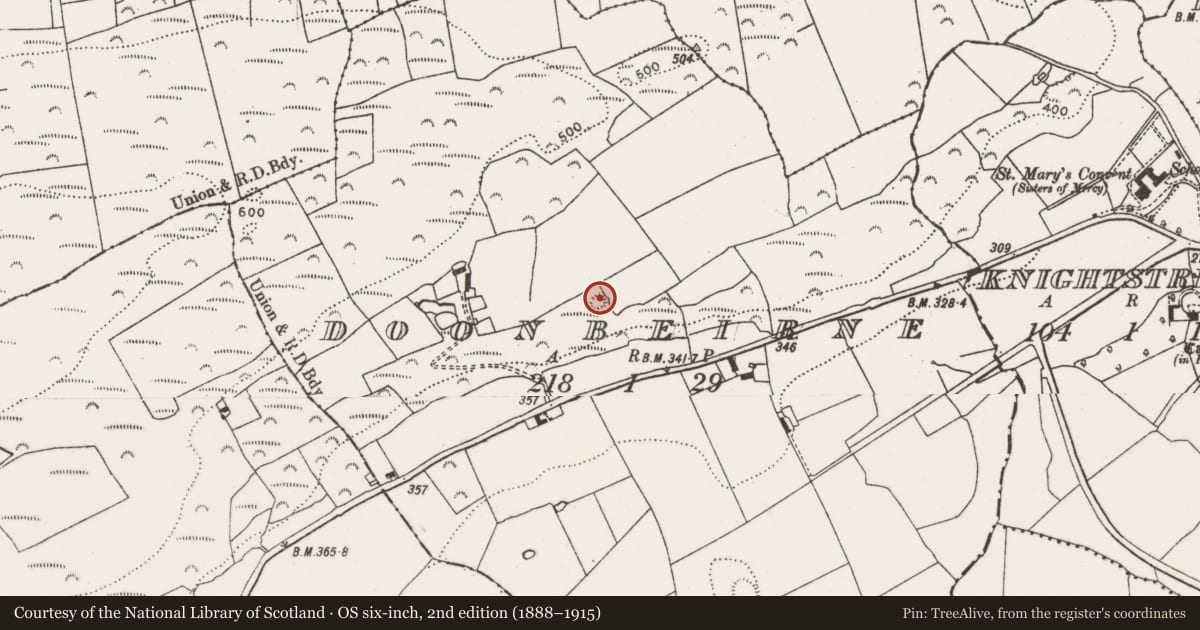 Ordnance Survey six-inch map, 2nd edition (1888–1915) covering the location of Mound, Doonbeirne, County Limerick, with a pin at the register's coordinates
