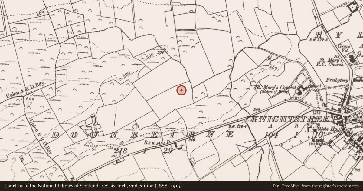 Ordnance Survey six-inch map, 2nd edition (1888–1915) covering the location of Ringfort - rath, Doonbeirne, County Limerick, with a pin at the register's coordinates
