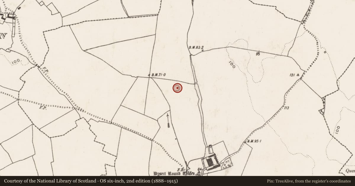 Ordnance Survey six-inch map, 2nd edition (1888–1915) covering the location of Ringfort - unclassified, Carrigeen, County Limerick, with a pin at the register's coordinates