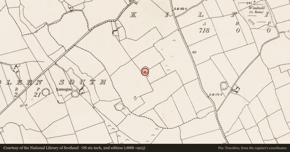 Ordnance Survey six-inch map, 2nd edition (1888–1915) covering the location of Ringfort - rath, Kilfinny, County Limerick, with a pin at the register's coordinates