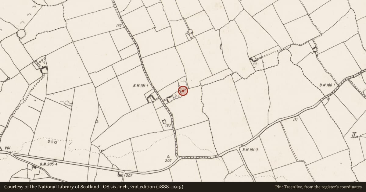 Ordnance Survey six-inch map, 2nd edition (1888–1915) covering the location of Ringfort - rath, Kilfinny, County Limerick, with a pin at the register's coordinates