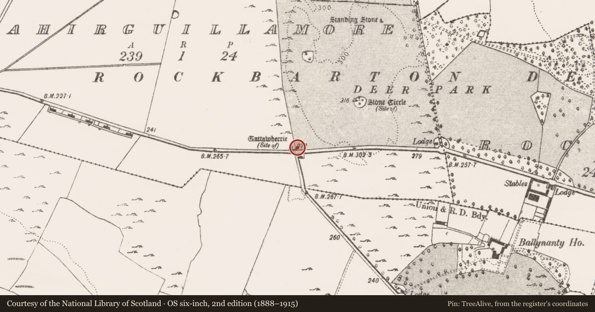 Ordnance Survey six-inch map, 2nd edition (1888–1915) covering the location of Gateway, Cahirguillamore, County Limerick, with a pin at the register's coordinates