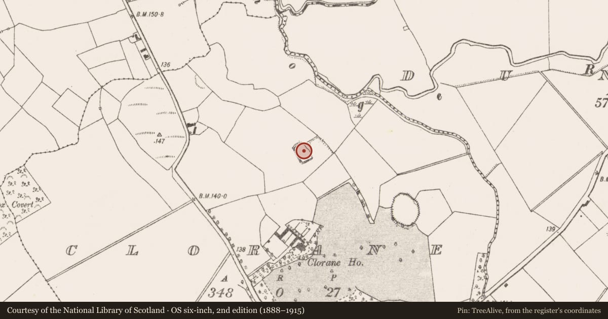 Ordnance Survey six-inch map, 2nd edition (1888–1915) covering the location of Quarry, Clorane, County Limerick, with a pin at the register's coordinates