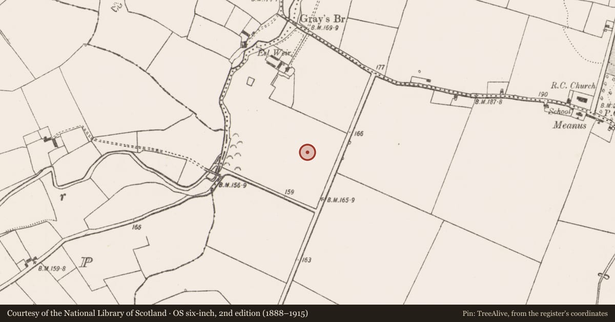 Ordnance Survey six-inch map, 2nd edition (1888–1915) covering the location of Enclosure, Boherygeela, County Limerick, with a pin at the register's coordinates