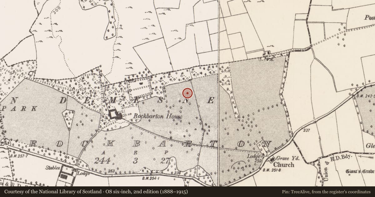 Ordnance Survey six-inch map, 2nd edition (1888–1915) covering the location of Habitation site, Rockbarton, County Limerick, with a pin at the register's coordinates