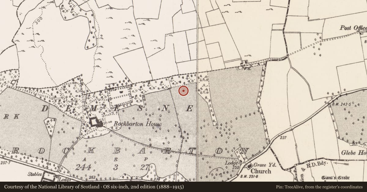 Ordnance Survey six-inch map, 2nd edition (1888–1915) covering the location of Habitation site, Rockbarton, County Limerick, with a pin at the register's coordinates