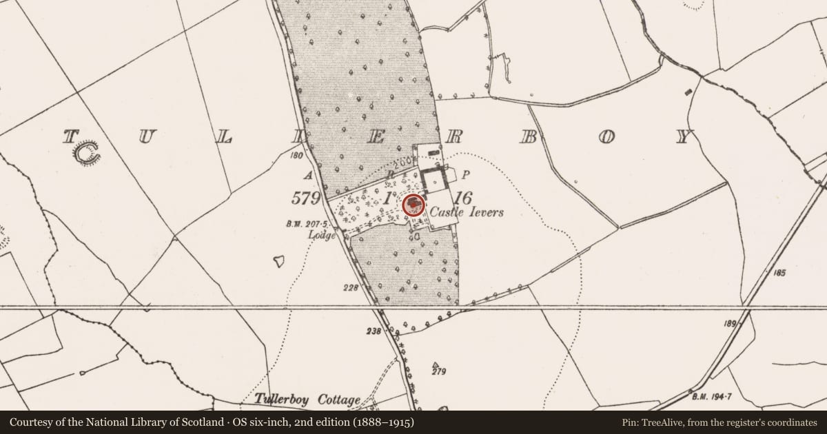 Ordnance Survey six-inch map, 2nd edition (1888–1915) covering the location of Bawn, Tullerboy, County Limerick, with a pin at the register's coordinates