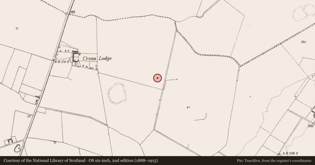 Ordnance Survey six-inch map, 2nd edition (1888–1915) covering the location of Barrow - unclassified, Crean, County Limerick, with a pin at the register's coordinates