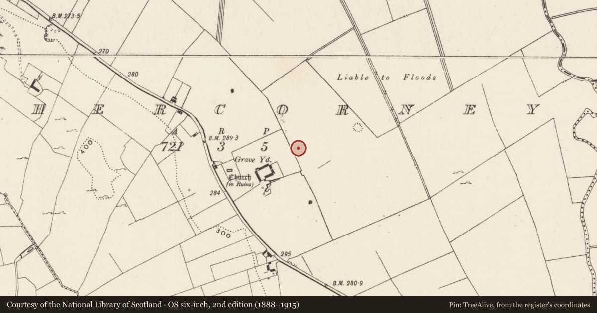 Ordnance Survey six-inch map, 2nd edition (1888–1915) covering the location of Barrow - ring-barrow, Cahercorney, County Limerick, with a pin at the register's coordinates