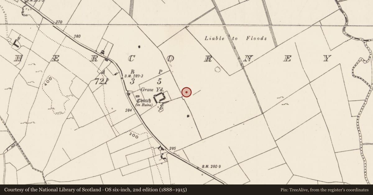 Ordnance Survey six-inch map, 2nd edition (1888–1915) covering the location of Barrow - ring-barrow, Cahercorney, County Limerick, with a pin at the register's coordinates