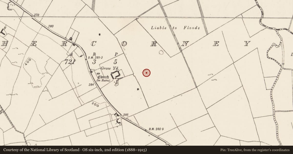 Ordnance Survey six-inch map, 2nd edition (1888–1915) covering the location of Barrow - ring-barrow, Cahercorney, County Limerick, with a pin at the register's coordinates