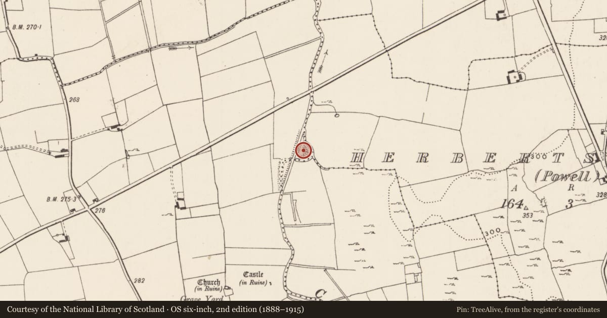 Ordnance Survey six-inch map, 2nd edition (1888–1915) covering the location of Enclosure, Kilcullane, County Limerick, with a pin at the register's coordinates
