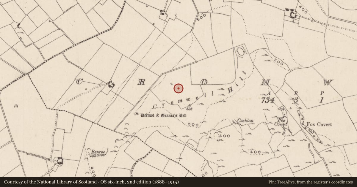 Ordnance Survey six-inch map, 2nd edition (1888–1915) covering the location of Barrow - unclassified, Cromwell, County Limerick, with a pin at the register's coordinates