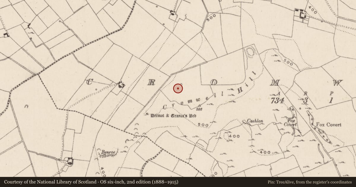 Ordnance Survey six-inch map, 2nd edition (1888–1915) covering the location of Barrow - unclassified, Cromwell, County Limerick, with a pin at the register's coordinates