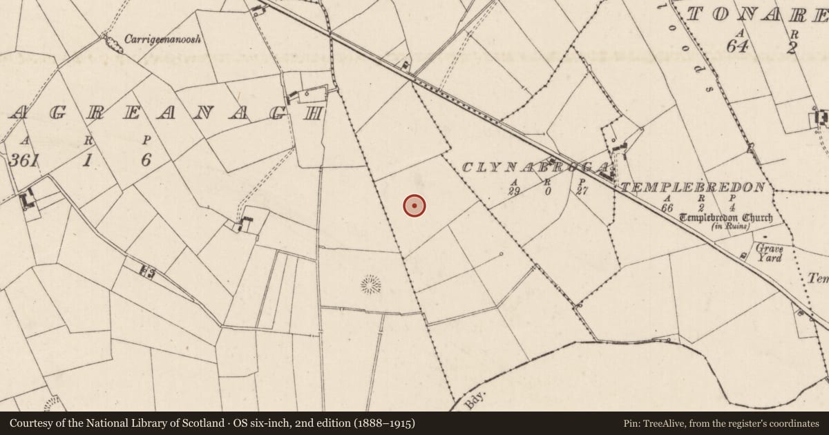 Ordnance Survey six-inch map, 2nd edition (1888–1915) covering the location of Barrow - unclassified, Knockderk, County Limerick, with a pin at the register's coordinates