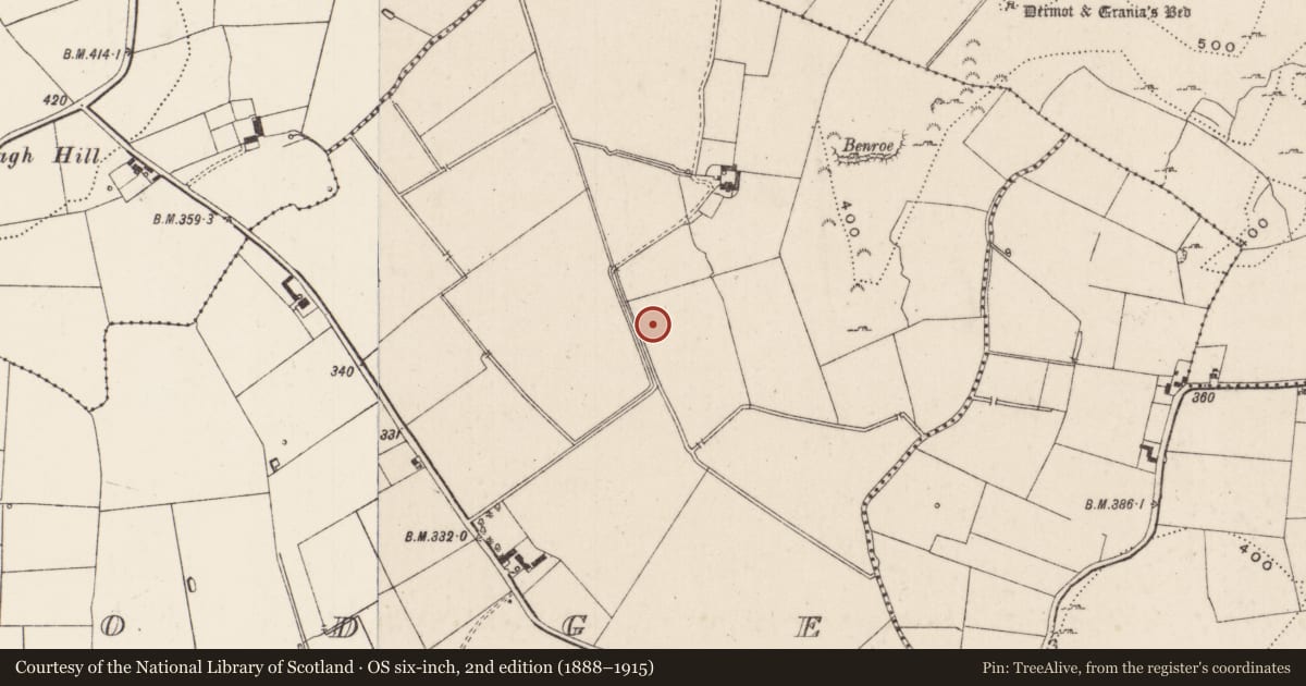 Ordnance Survey six-inch map, 2nd edition (1888–1915) covering the location of Barrow - unclassified, Lodge, County Limerick, with a pin at the register's coordinates