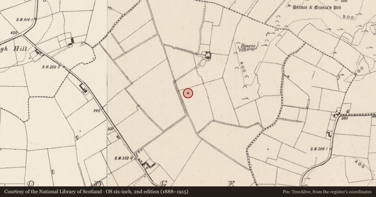 Ordnance Survey six-inch map, 2nd edition (1888–1915) covering the location of Barrow - unclassified, Lodge, County Limerick, with a pin at the register's coordinates