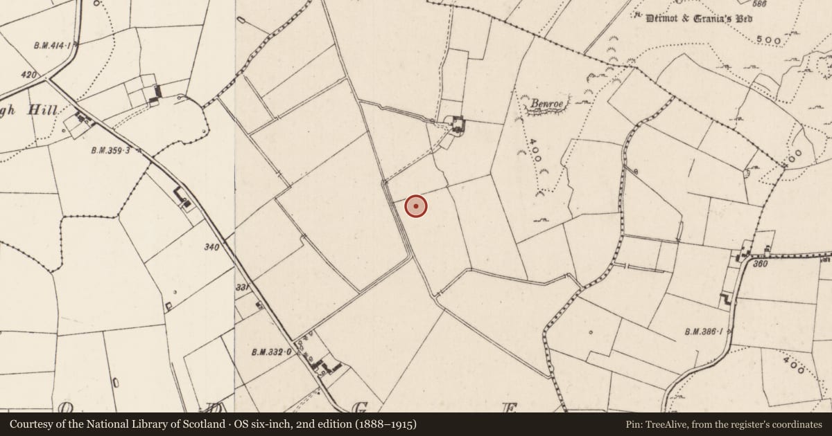 Ordnance Survey six-inch map, 2nd edition (1888–1915) covering the location of Barrow - unclassified, Lodge, County Limerick, with a pin at the register's coordinates