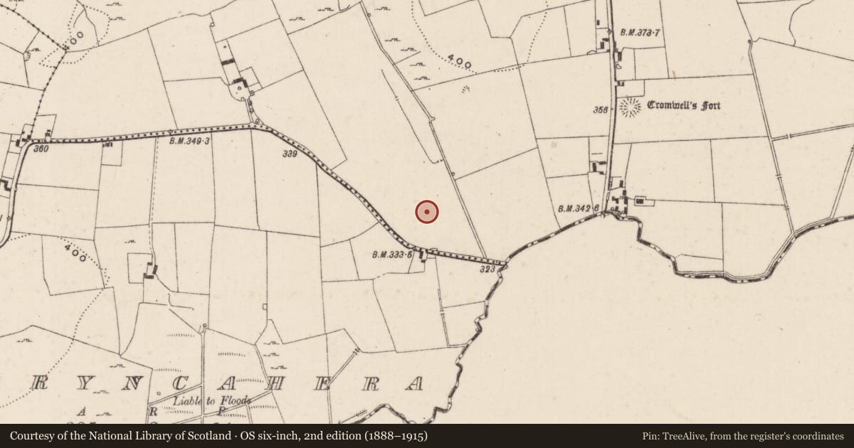 Ordnance Survey six-inch map, 2nd edition (1888–1915) covering the location of Barrow - unclassified, Cromwell, County Limerick, with a pin at the register's coordinates