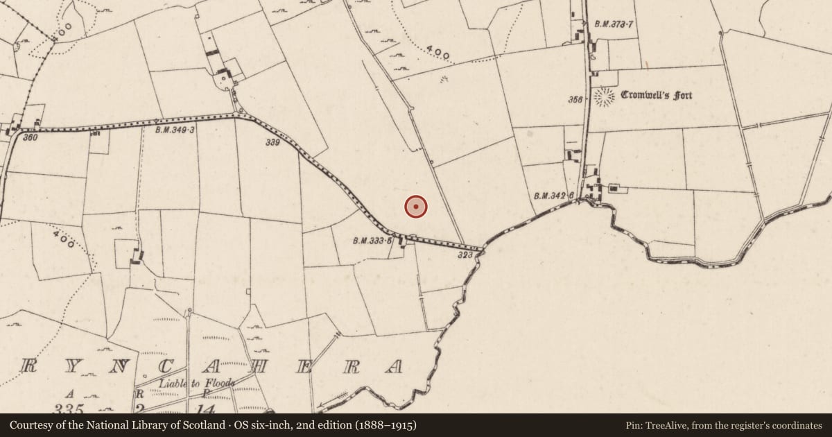 Ordnance Survey six-inch map, 2nd edition (1888–1915) covering the location of Barrow - unclassified, Cromwell, County Limerick, with a pin at the register's coordinates