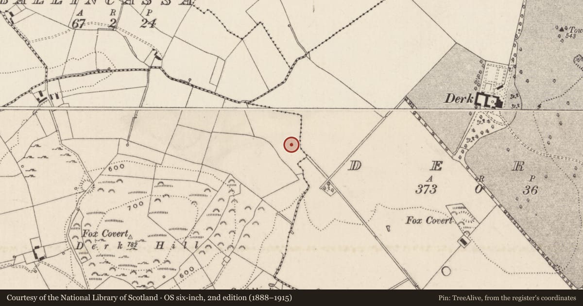 Ordnance Survey six-inch map, 2nd edition (1888–1915) covering the location of Barrow - unclassified, Knockderk, County Limerick, with a pin at the register's coordinates