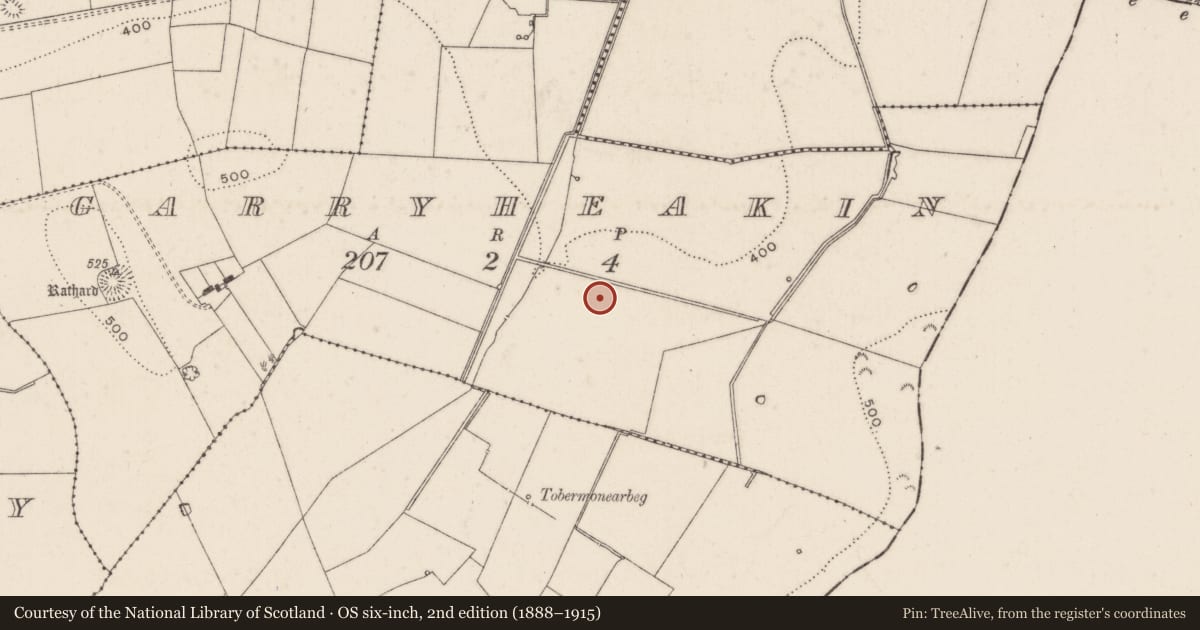 Ordnance Survey six-inch map, 2nd edition (1888–1915) covering the location of Barrow - unclassified, Garryheakin, County Limerick, with a pin at the register's coordinates
