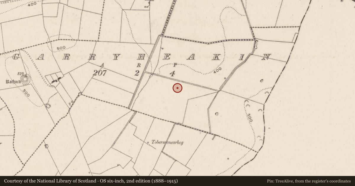 Ordnance Survey six-inch map, 2nd edition (1888–1915) covering the location of Barrow - unclassified, Garryheakin, County Limerick, with a pin at the register's coordinates