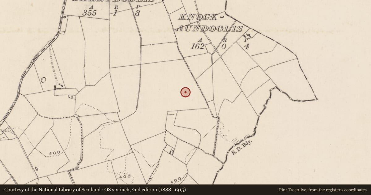 Ordnance Survey six-inch map, 2nd edition (1888–1915) covering the location of Barrow - ring-barrow, Garrydoolis, County Limerick, with a pin at the register's coordinates
