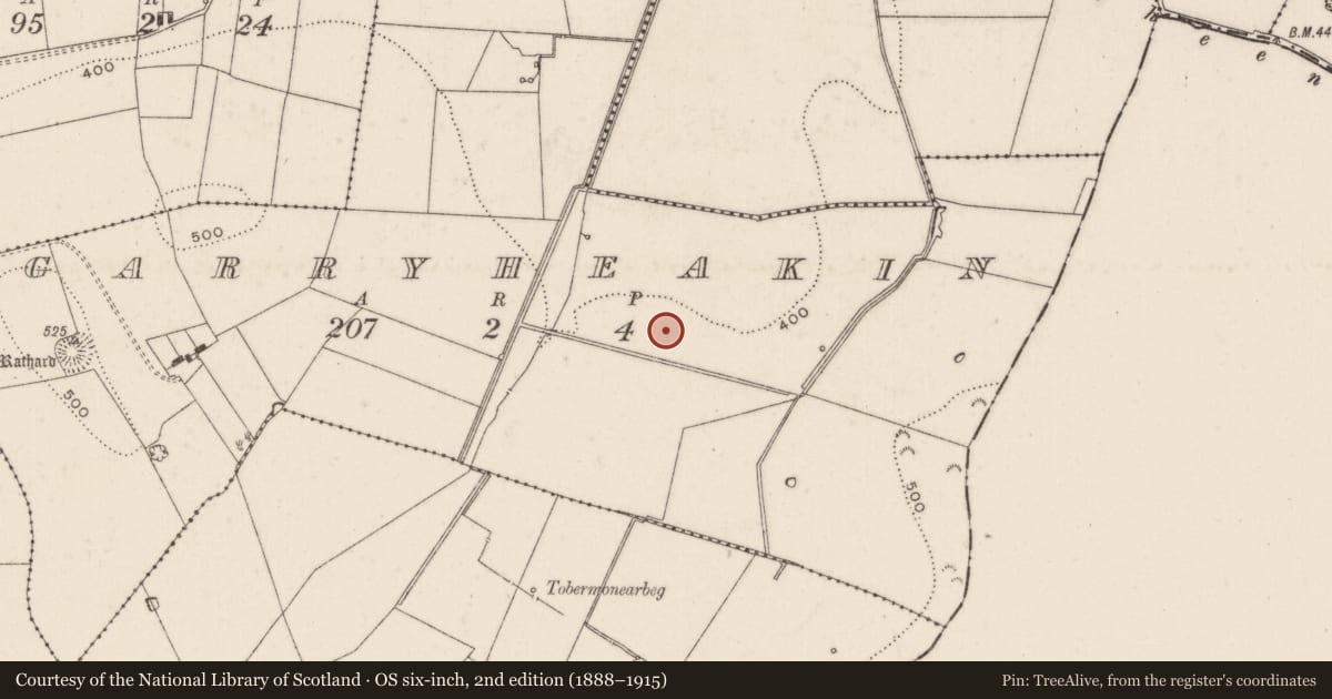 Ordnance Survey six-inch map, 2nd edition (1888–1915) covering the location of Barrow - unclassified, Garryheakin, County Limerick, with a pin at the register's coordinates