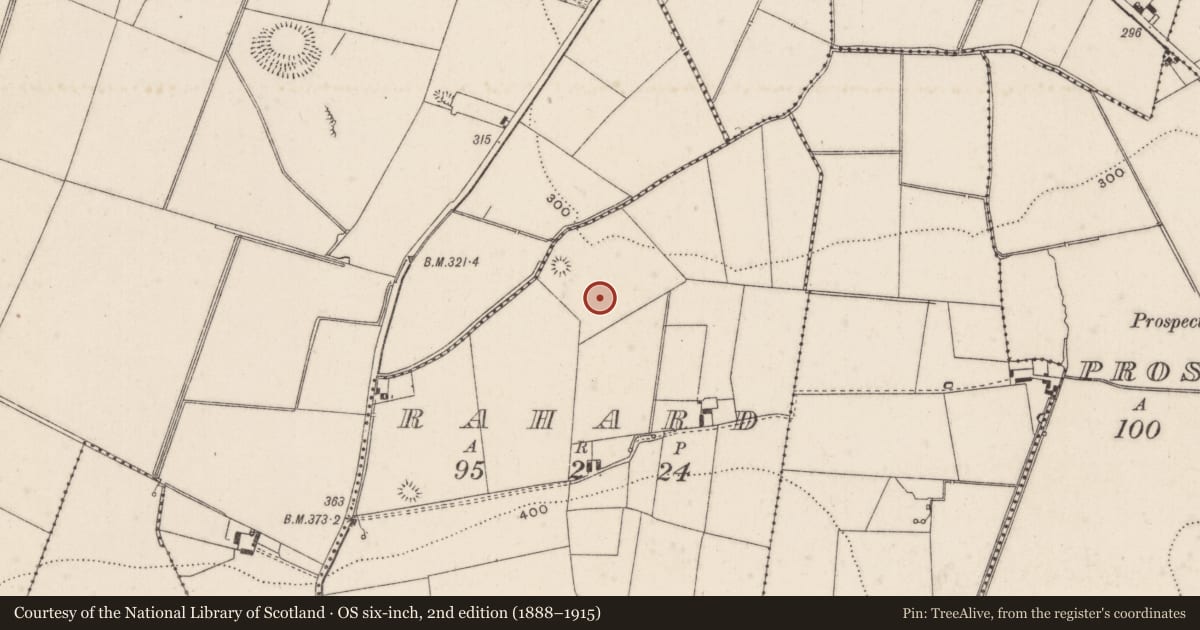 Ordnance Survey six-inch map, 2nd edition (1888–1915) covering the location of Barrow - ring-barrow, Rahard, County Limerick, with a pin at the register's coordinates