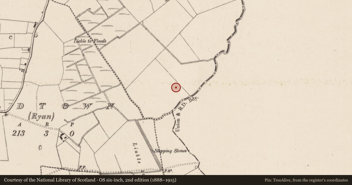 Ordnance Survey six-inch map, 2nd edition (1888–1915) covering the location of Barrow - ditch barrow, Garryncahera, County Limerick, with a pin at the register's coordinates