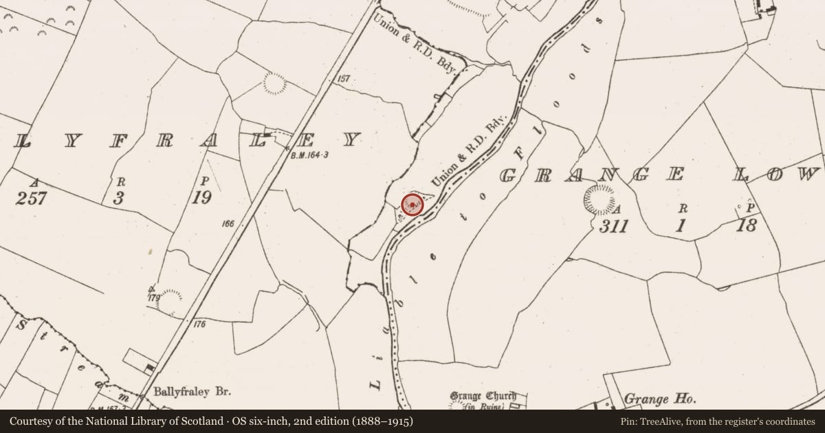 Ordnance Survey six-inch map, 2nd edition (1888–1915) covering the location of Ringfort - rath, Coolanoran, County Limerick, with a pin at the register's coordinates