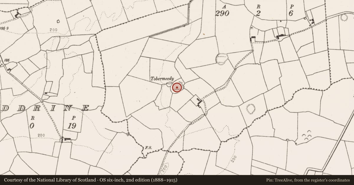 Ordnance Survey six-inch map, 2nd edition (1888–1915) covering the location of Enclosure, Lissaniska West, County Limerick, with a pin at the register's coordinates
