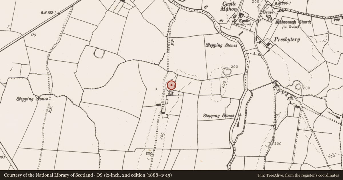 Ordnance Survey six-inch map, 2nd edition (1888–1915) covering the location of Enclosure, Shanrath, County Limerick, with a pin at the register's coordinates