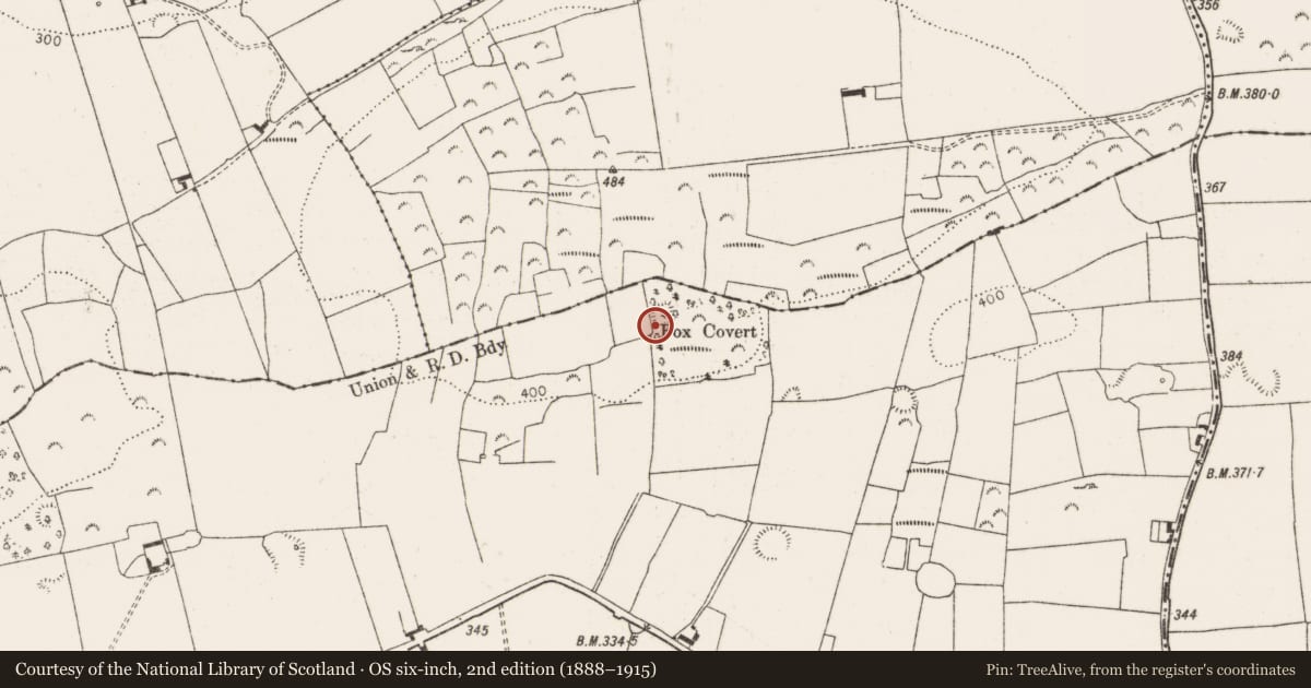 Ordnance Survey six-inch map, 2nd edition (1888–1915) covering the location of Enclosure, Aughalin, County Limerick, with a pin at the register's coordinates
