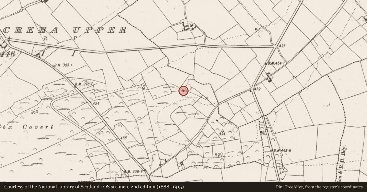 Ordnance Survey six-inch map, 2nd edition (1888–1915) covering the location of Ringfort - rath, Gortnacreha Upper, County Limerick, with a pin at the register's coordinates