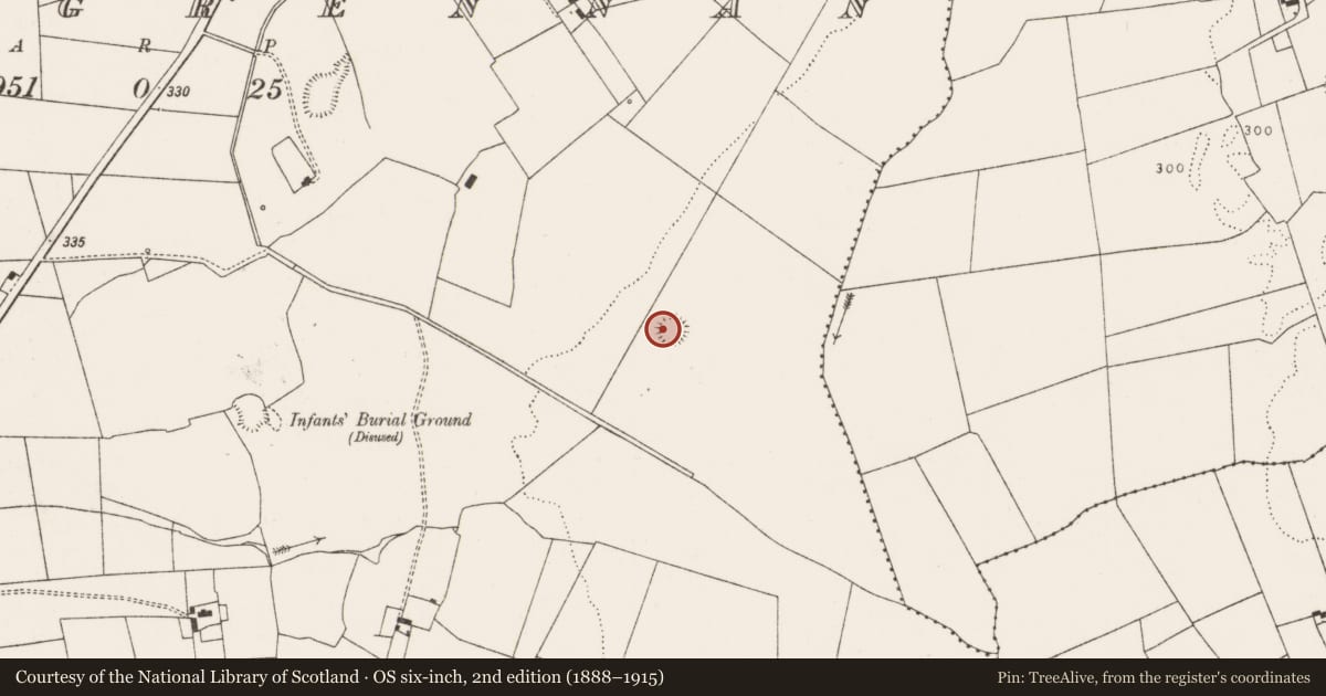 Ordnance Survey six-inch map, 2nd edition (1888–1915) covering the location of Ringfort - rath, Ballygrennan, County Limerick, with a pin at the register's coordinates