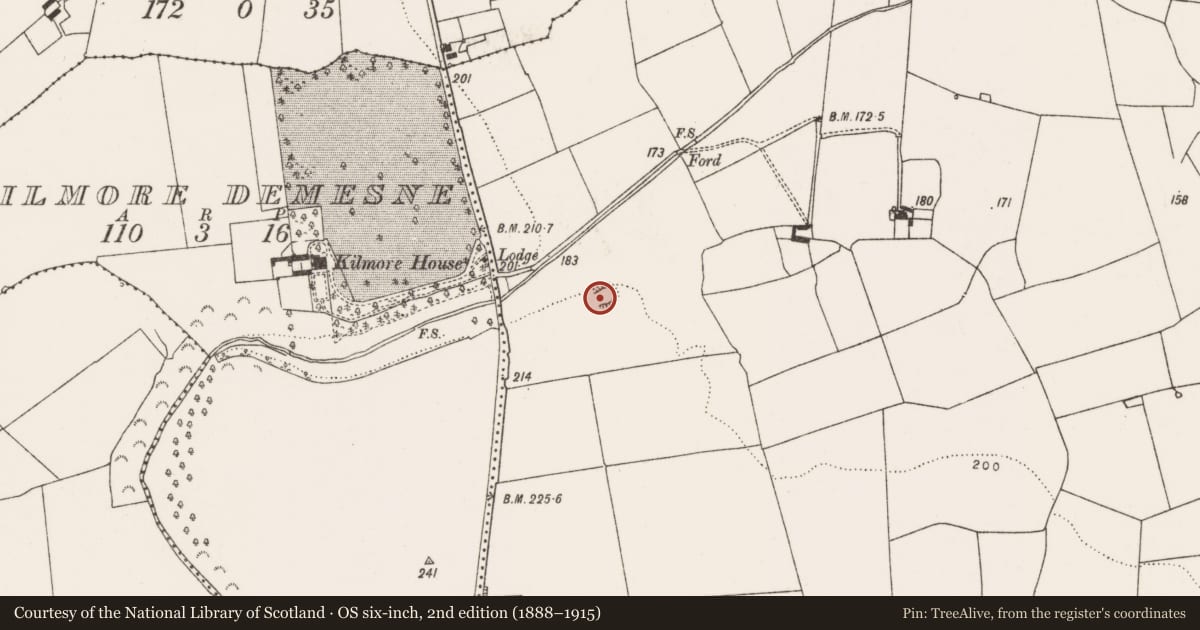 Ordnance Survey six-inch map, 2nd edition (1888–1915) covering the location of Mound, Kilmore, County Limerick, with a pin at the register's coordinates