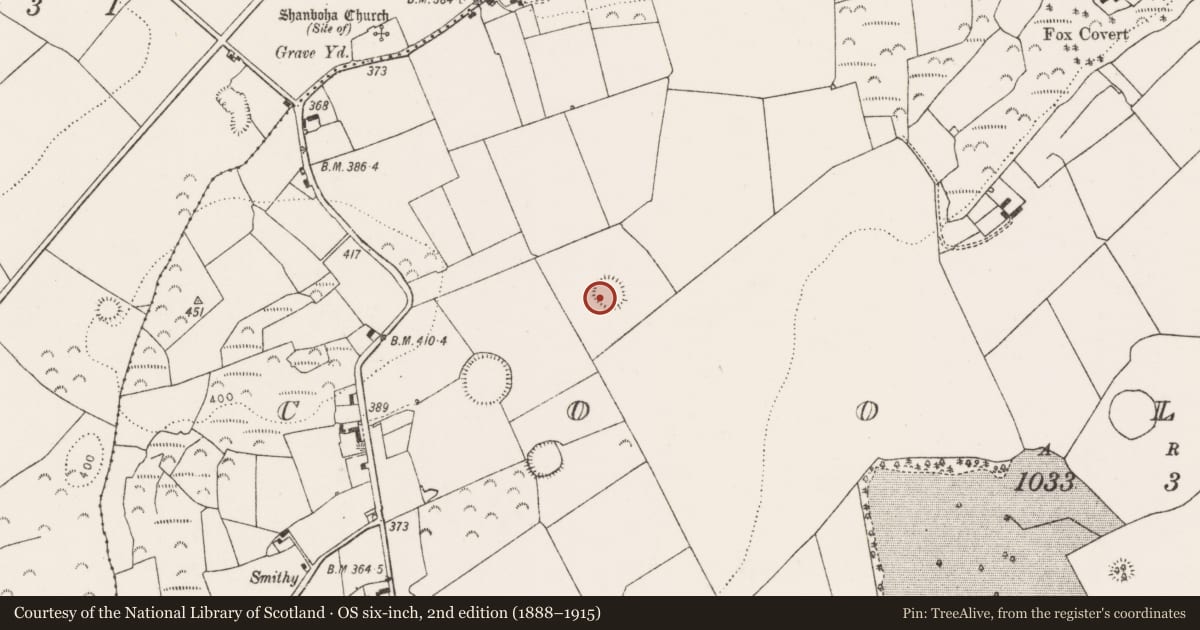 Ordnance Survey six-inch map, 2nd edition (1888–1915) covering the location of Ringfort - rath, Coolrus, County Limerick, with a pin at the register's coordinates