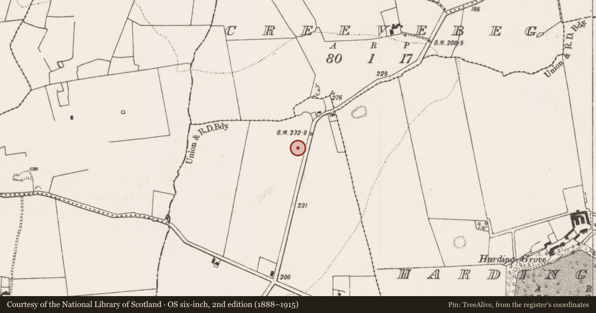 Ordnance Survey six-inch map, 2nd edition (1888–1915) covering the location of Ringfort - rath, Knockannacreeva, County Limerick, with a pin at the register's coordinates