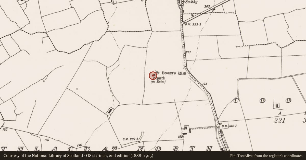 Ordnance Survey six-inch map, 2nd edition (1888–1915) covering the location of Church, Athlacca North, County Limerick, with a pin at the register's coordinates