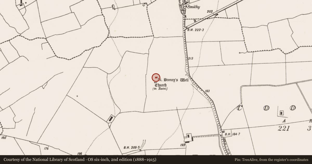 Ordnance Survey six-inch map, 2nd edition (1888–1915) covering the location of Ritual site - holy well, Athlacca North, County Limerick, with a pin at the register's coordinates