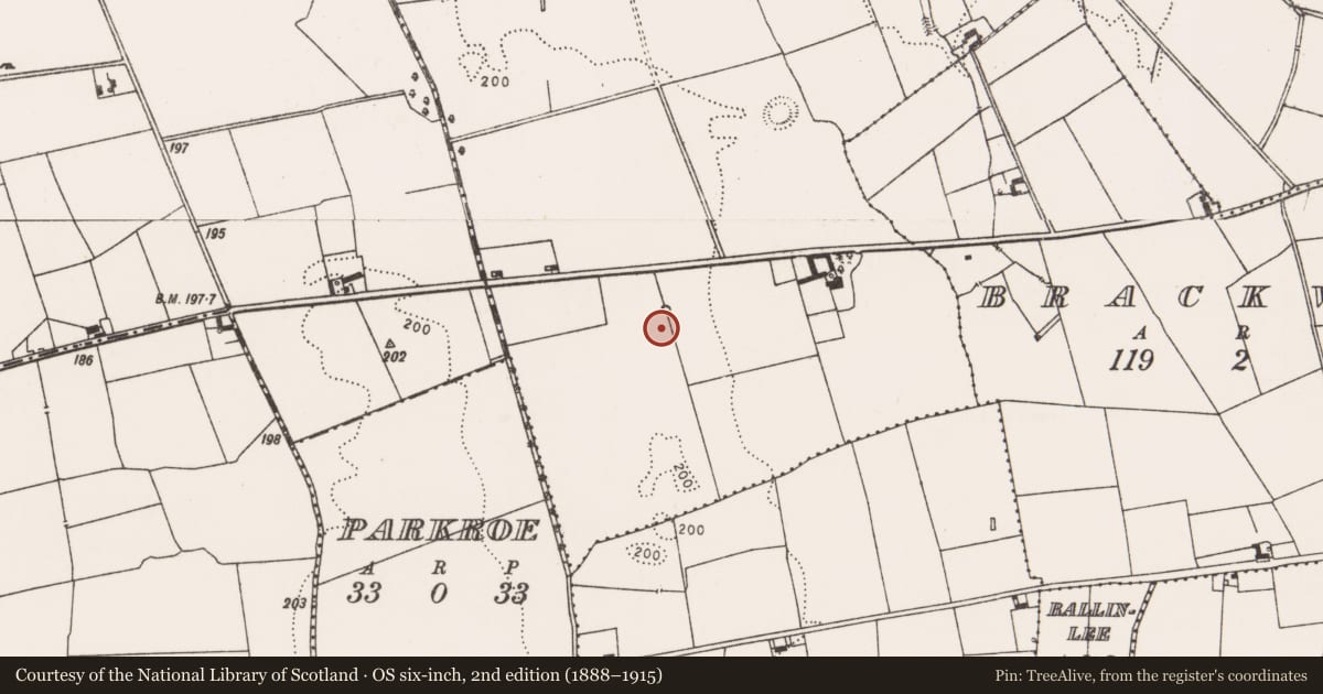 Ordnance Survey six-inch map, 2nd edition (1888–1915) covering the location of Earthwork, Garbally, County Limerick, with a pin at the register's coordinates
