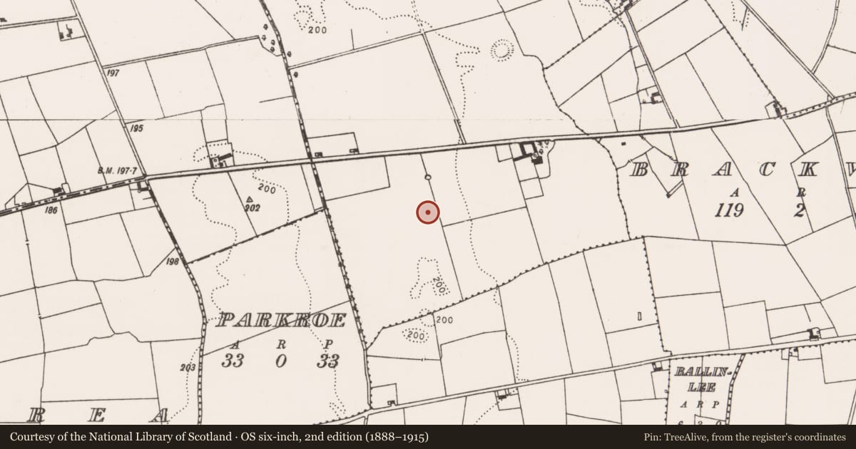 Ordnance Survey six-inch map, 2nd edition (1888–1915) covering the location of Enclosure, Garbally, County Limerick, with a pin at the register's coordinates