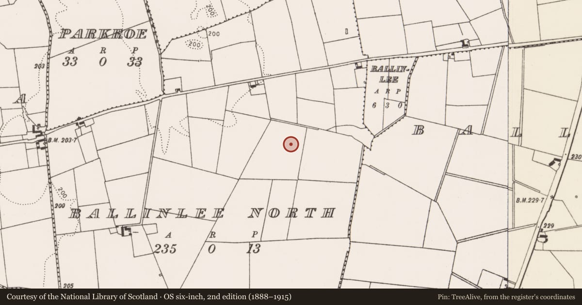 Ordnance Survey six-inch map, 2nd edition (1888–1915) covering the location of Barrow - unclassified, Ballinlee North, County Limerick, with a pin at the register's coordinates