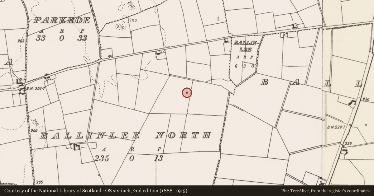 Ordnance Survey six-inch map, 2nd edition (1888–1915) covering the location of Barrow - unclassified, Ballinlee North, County Limerick, with a pin at the register's coordinates