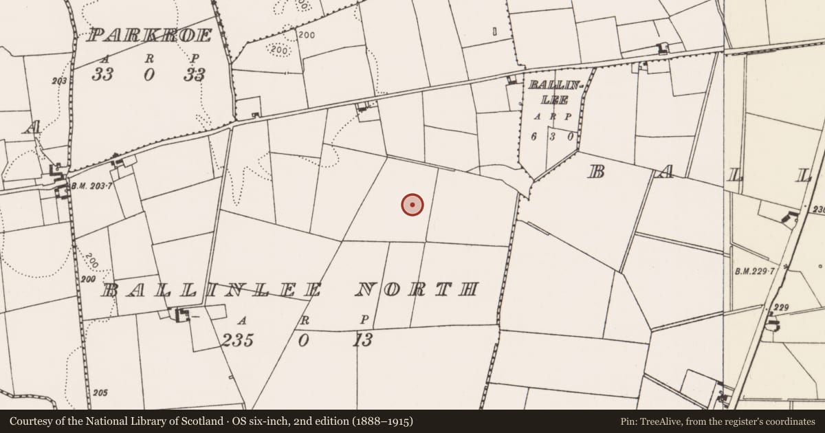 Ordnance Survey six-inch map, 2nd edition (1888–1915) covering the location of Barrow - unclassified, Ballinlee North, County Limerick, with a pin at the register's coordinates