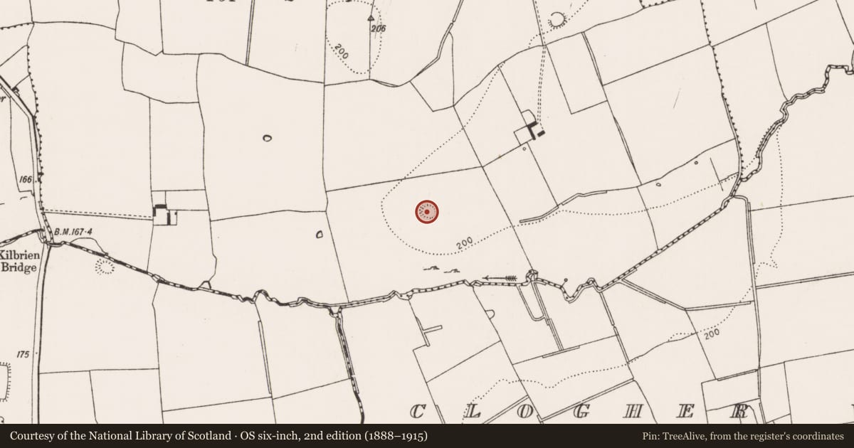 Ordnance Survey six-inch map, 2nd edition (1888–1915) covering the location of Ringfort - rath, Cloonbrien, County Limerick, with a pin at the register's coordinates